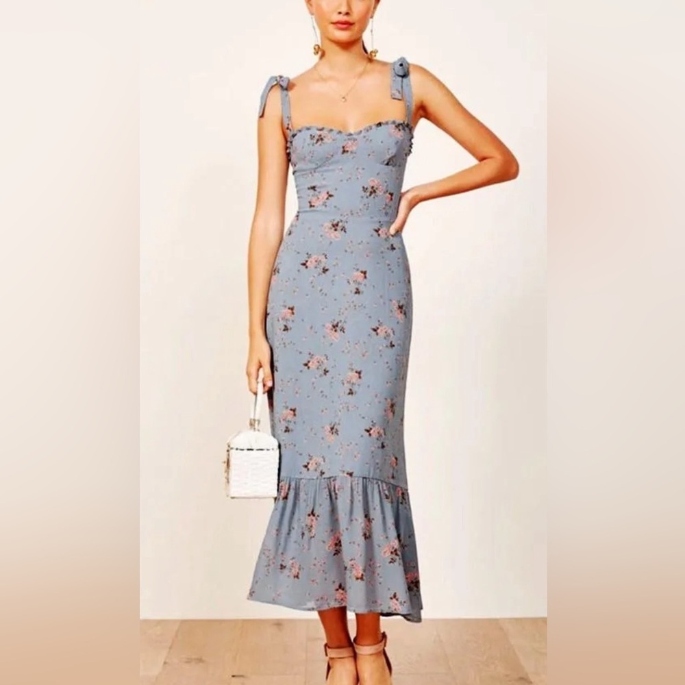 Floral Blue Midi Dress